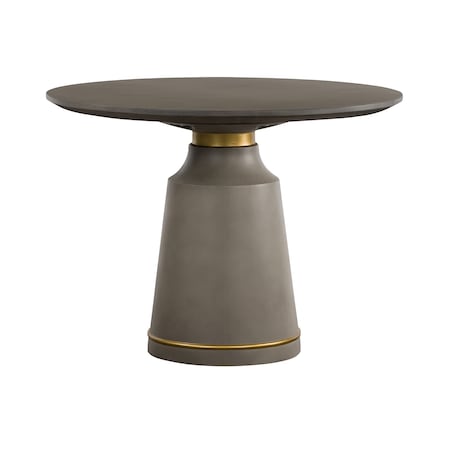 Armen Living Pinni Gray Concrete Round Dining Table with Bronze Painted Accent LCSPDICC